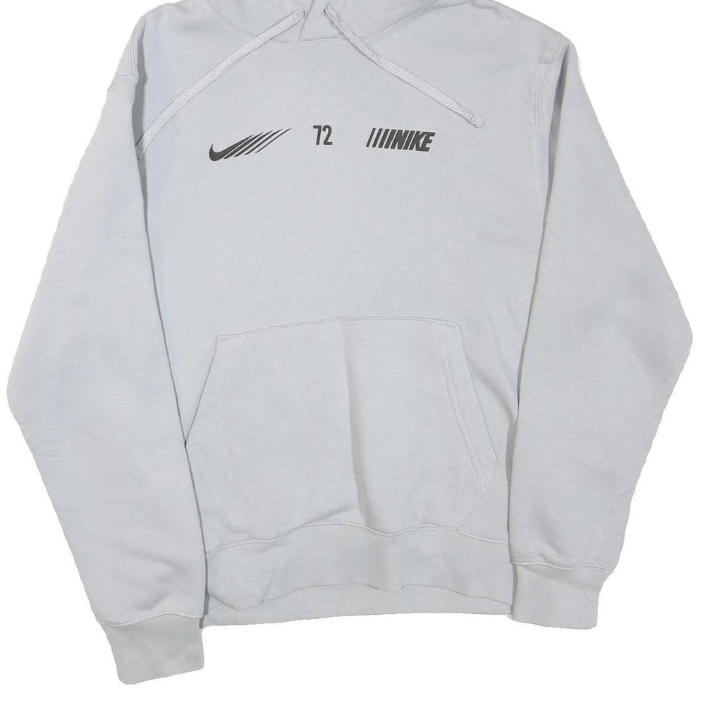 NIKE Mens White Pullover Hoodie M Cotton Blend Jersey Sports Logo 72 Print