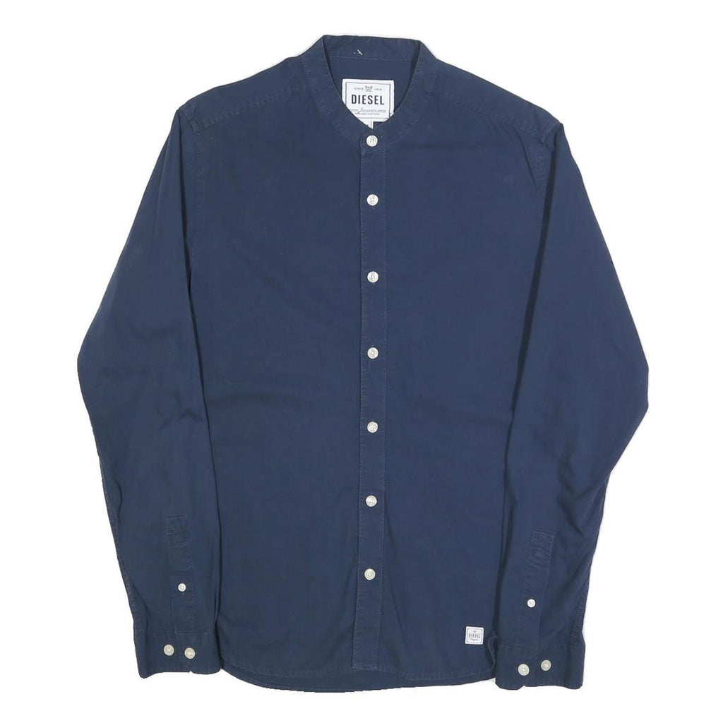 DIESEL Mens Blue Cotton Blend Grandad Collar Shirt M Classic Button Down