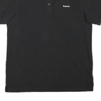 REEBOK Mens Black Short Sleeve Plain Polo Shirt L Cotton Blend Casual Sportswear