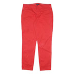 TOMMY HILFIGER Womens Cotton Blend Red Regular Straight Trousers W32 L26 Smart