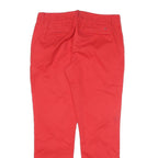 TOMMY HILFIGER Womens Cotton Blend Red Regular Straight Trousers W32 L26 Smart