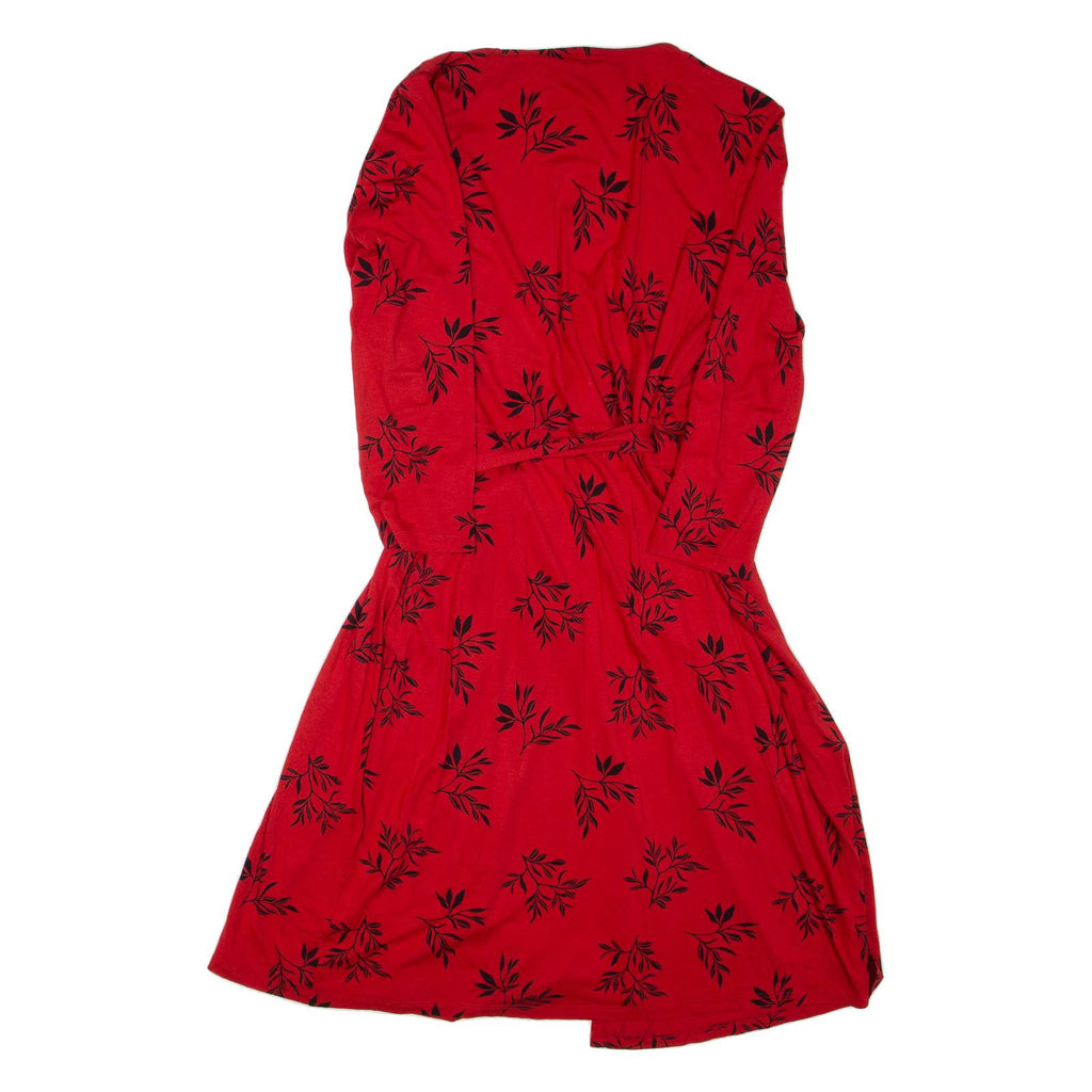HOBBS LONDON Womens Wrap Dress Red Viscose Floral Long Sleeve Knee Length UK 10