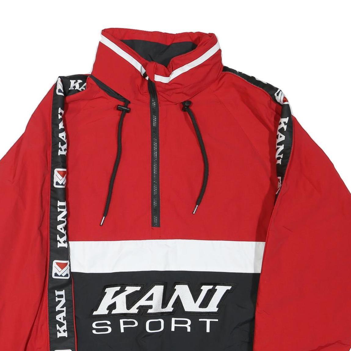 KARL KANI Mens Red Black Colourblock Sport Track Jacket S Polyester Blend Zip