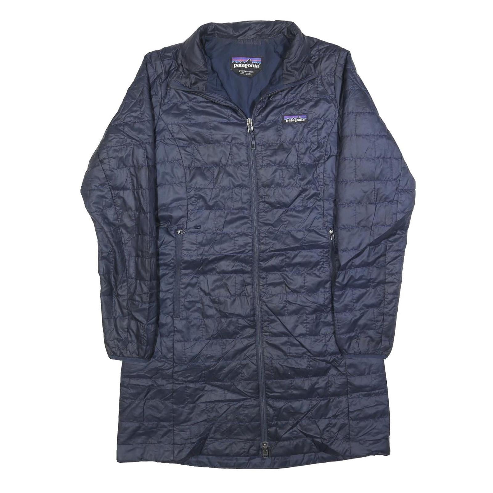 PATAGONIA Womens Navy Blue Quilted Polyester Jacket S Zip Pockets Lightweight