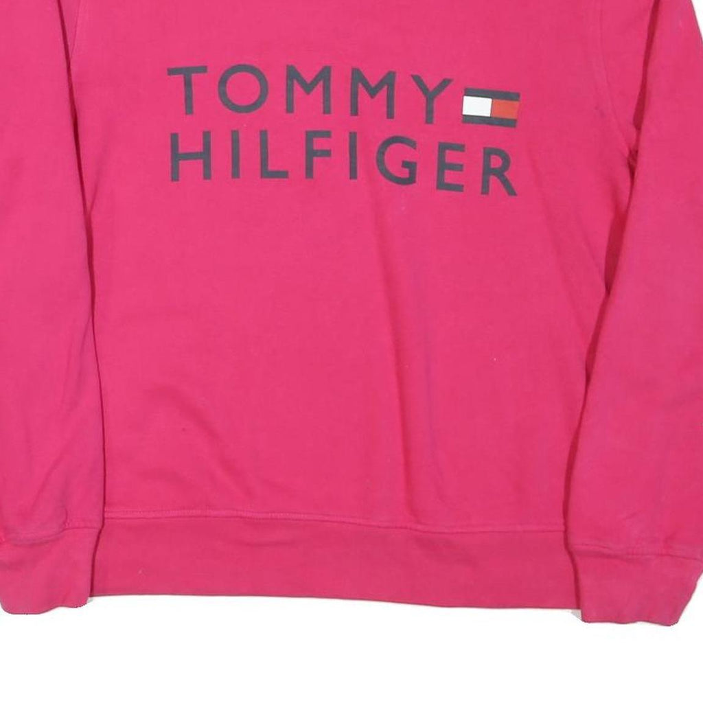 TOMMY HILFIGER Womens Pink Crew Neck Sweatshirt L Cotton Blend Casual Pullover