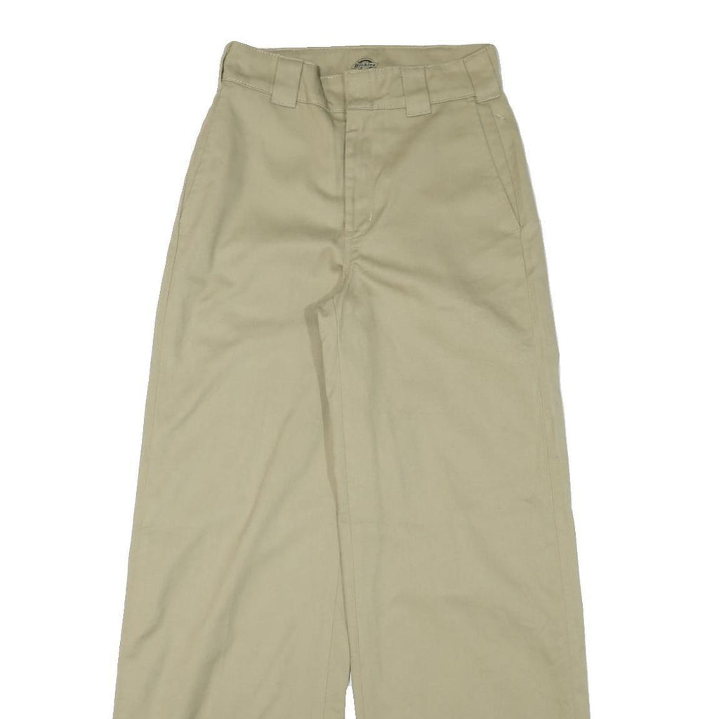 DICKIES Womens Cotton Blend Beige Relaxed Wide-Leg Trousers W27 L32 Workwear