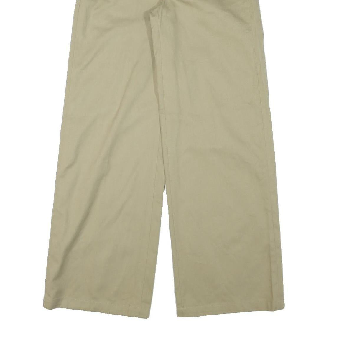 DICKIES Womens Cotton Blend Beige Relaxed Wide-Leg Trousers W27 L32 Workwear