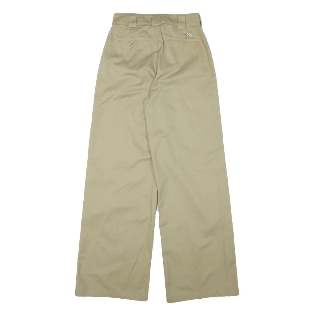 DICKIES Womens Cotton Blend Beige Relaxed Wide-Leg Trousers W27 L32 Workwear