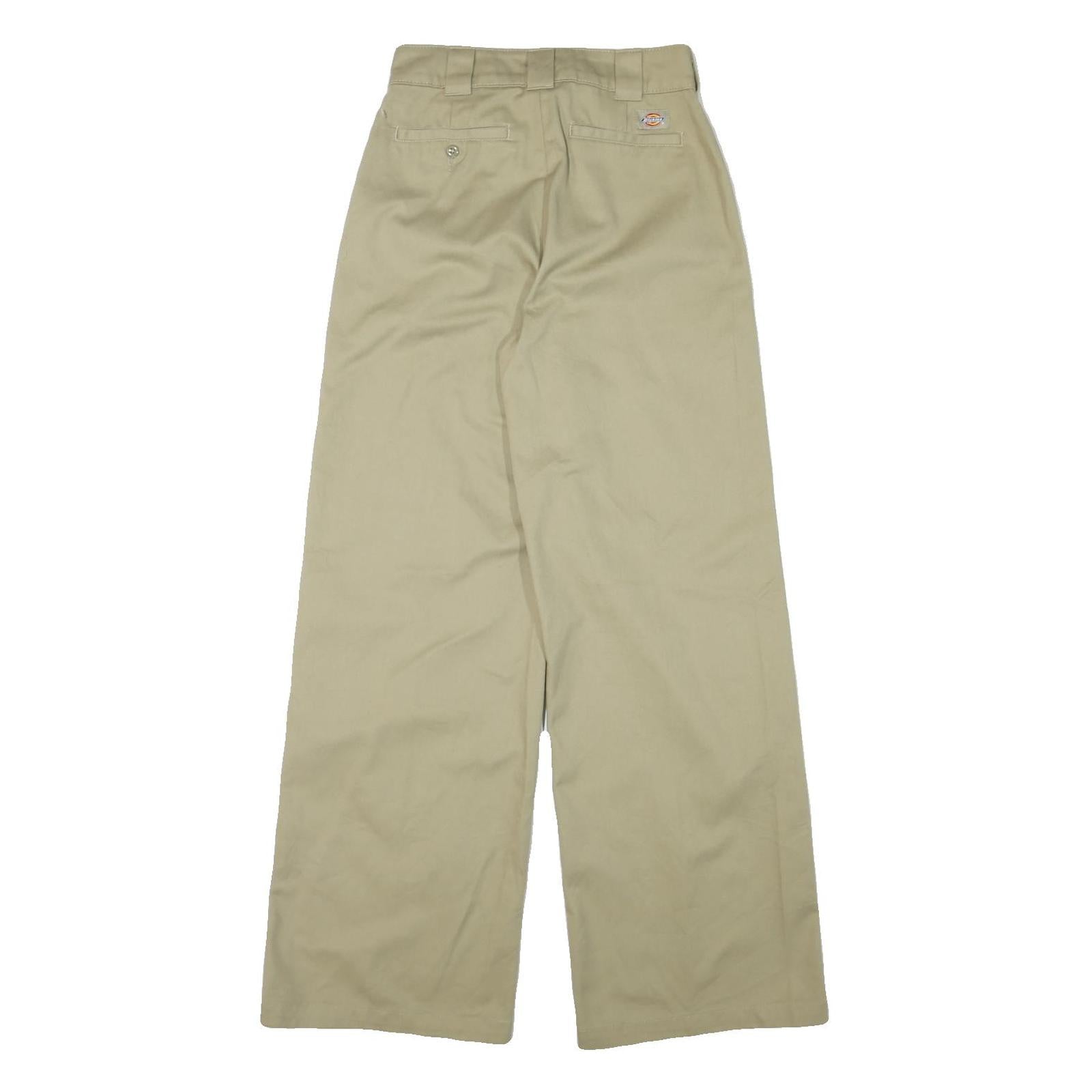 DICKIES Womens Cotton Blend Beige Relaxed Wide-Leg Trousers W27 L32 Workwear