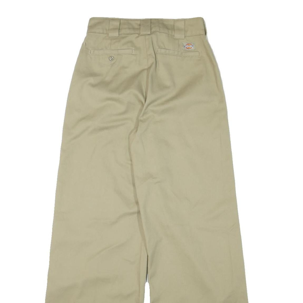 DICKIES Womens Cotton Blend Beige Relaxed Wide-Leg Trousers W27 L32 Workwear