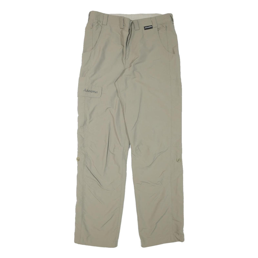 SCHOFFEL Mens Relaxed Beige Polyester Blend Trousers W34 L32 Casual Outdoor Zip