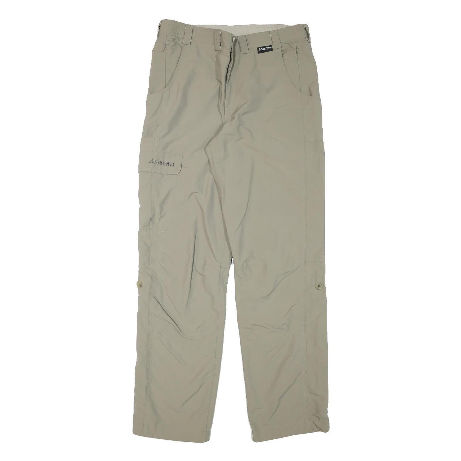 SCHOFFEL Mens Relaxed Beige Polyester Blend Trousers W34 L32 Casual Outdoor Zip