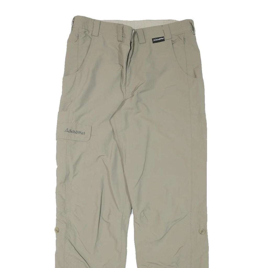 SCHOFFEL Mens Relaxed Beige Polyester Blend Trousers W34 L32 Casual Outdoor Zip