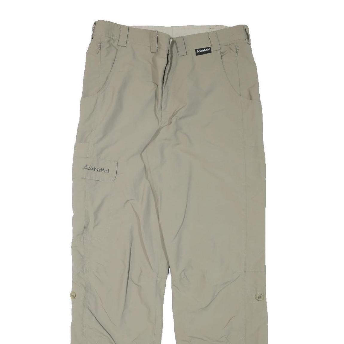 SCHOFFEL Mens Relaxed Beige Polyester Blend Trousers W34 L32 Casual Outdoor Zip