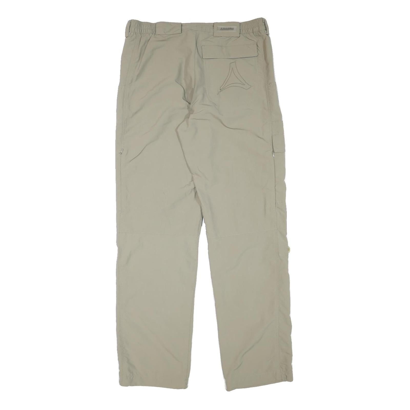 SCHOFFEL Mens Relaxed Beige Polyester Blend Trousers W34 L32 Casual Outdoor Zip
