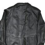 JAMA Womens Black Leather Button Jacket L Woven Minimalist Classic Fashion