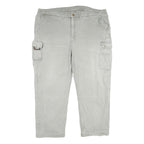 KRENGER Mens Cotton Blend Grey Relaxed Cargo Trousers W42 L30 Utility Pockets