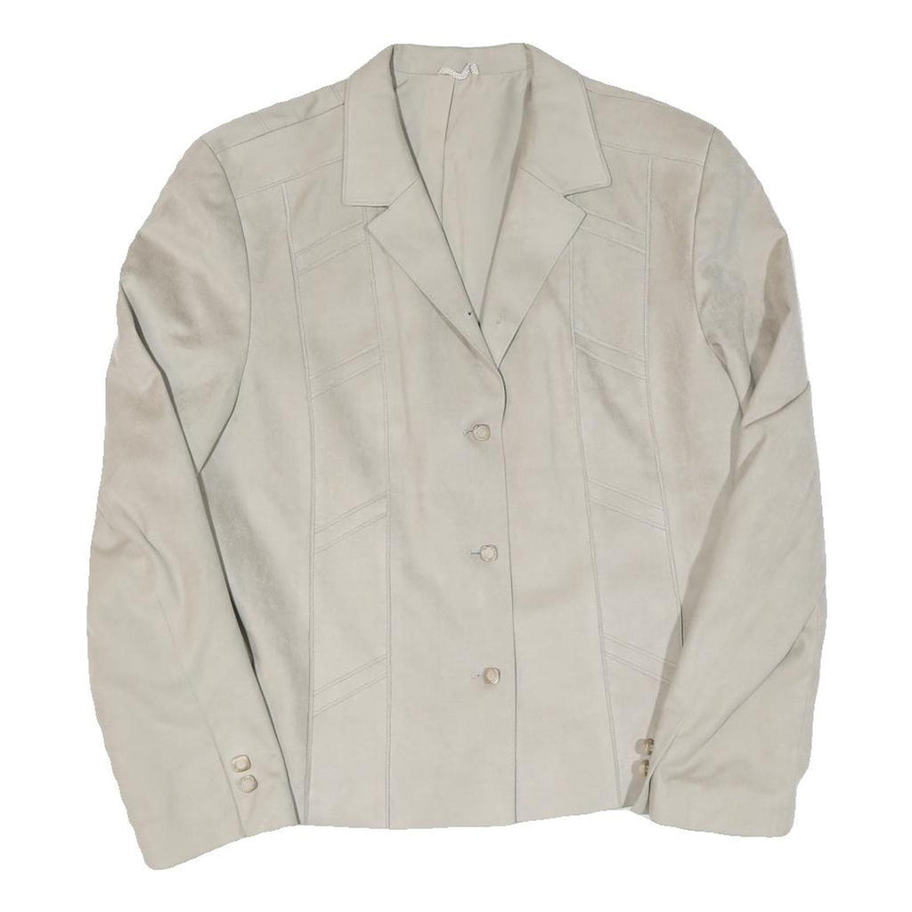 GLORE VALCANA Womens Cream Button Jacket M Polyester Blend Plain Stylish Comfort