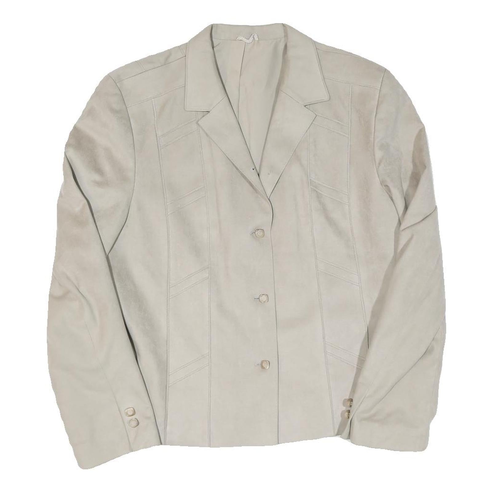 GLORE VALCANA Womens Cream Button Jacket M Polyester Blend Plain Stylish Comfort