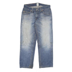 TRUE RELIGION Mens Blue Regular Straight Denim W32 L28 Zip Cotton Blend Jeans