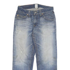 TRUE RELIGION Mens Blue Regular Straight Denim W32 L28 Zip Cotton Blend Jeans