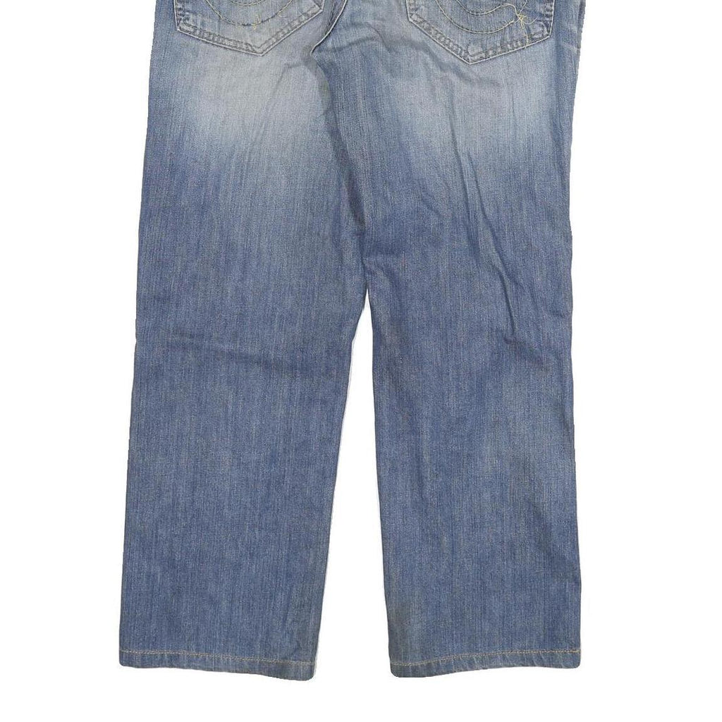 TRUE RELIGION Mens Blue Regular Straight Denim W32 L28 Zip Cotton Blend Jeans