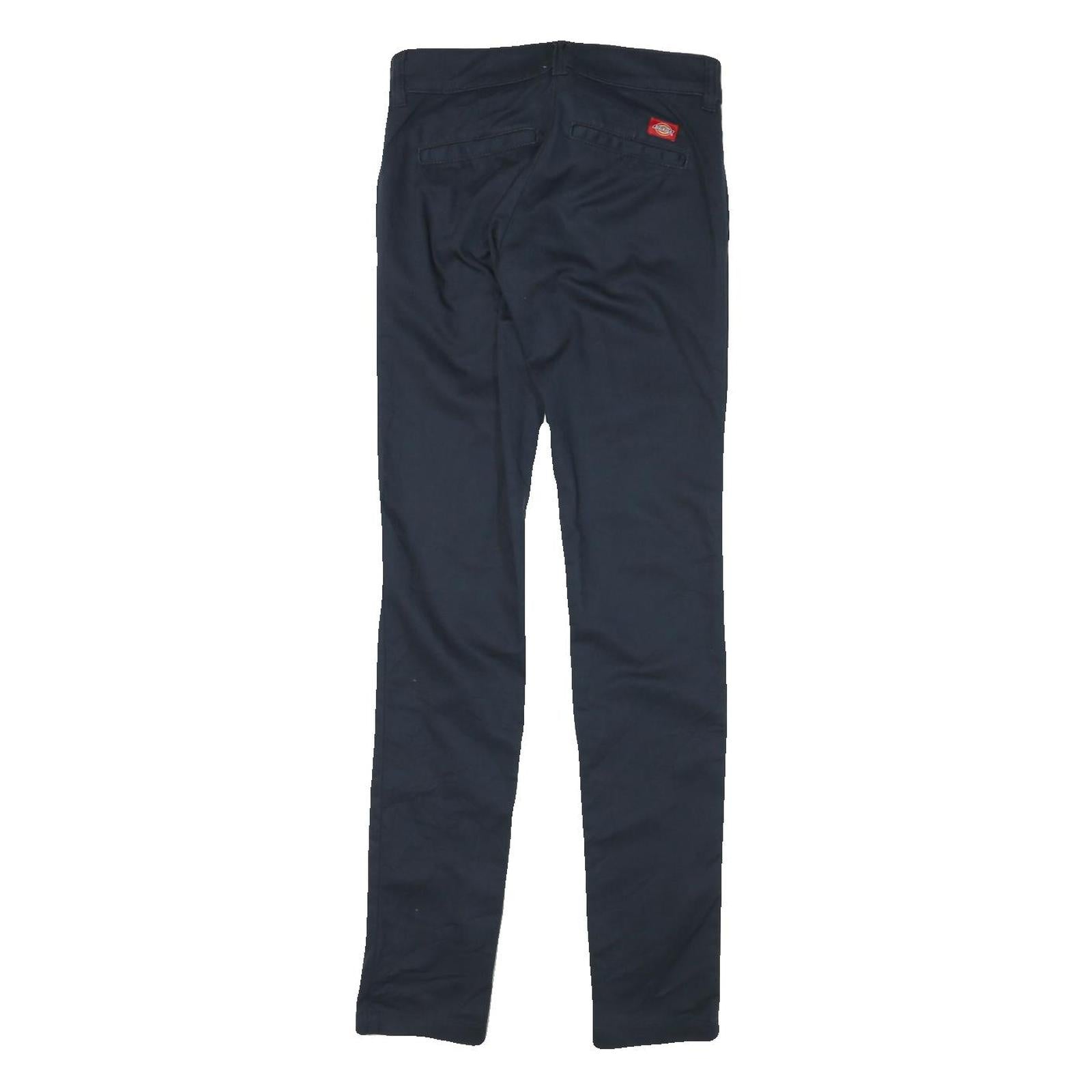 DICKIES Womens Cotton Blend Navy Slim Straight Trousers W26 L31 Workwear