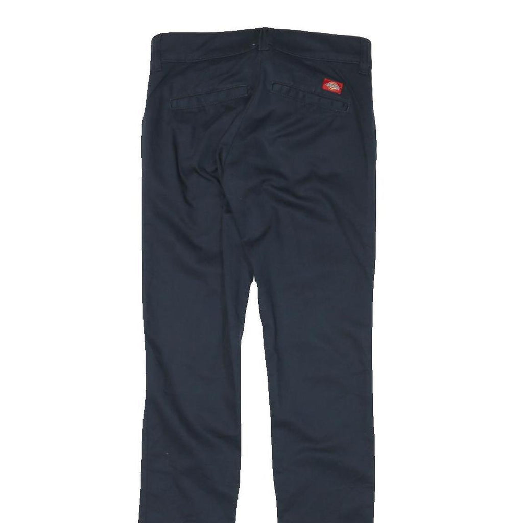 DICKIES Womens Cotton Blend Navy Slim Straight Trousers W26 L31 Workwear