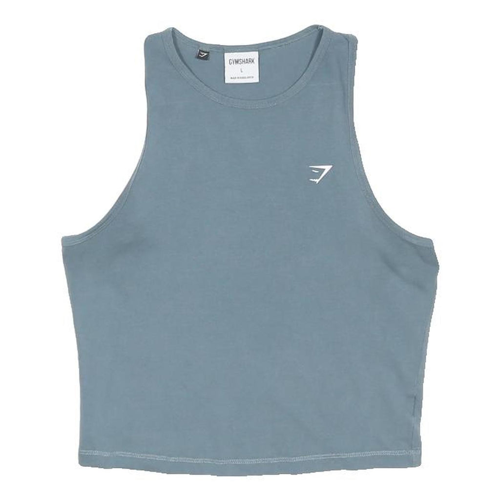 GYMSHARK Womens Blue Sleeveless Crew Neck Crop Tank Top L Activewear