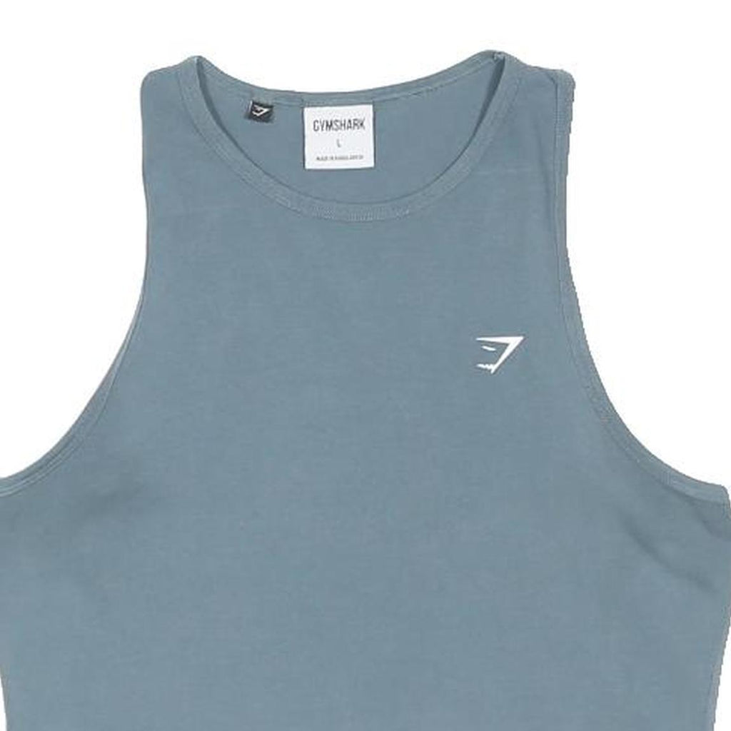 GYMSHARK Womens Blue Sleeveless Crew Neck Crop Tank Top L Activewear