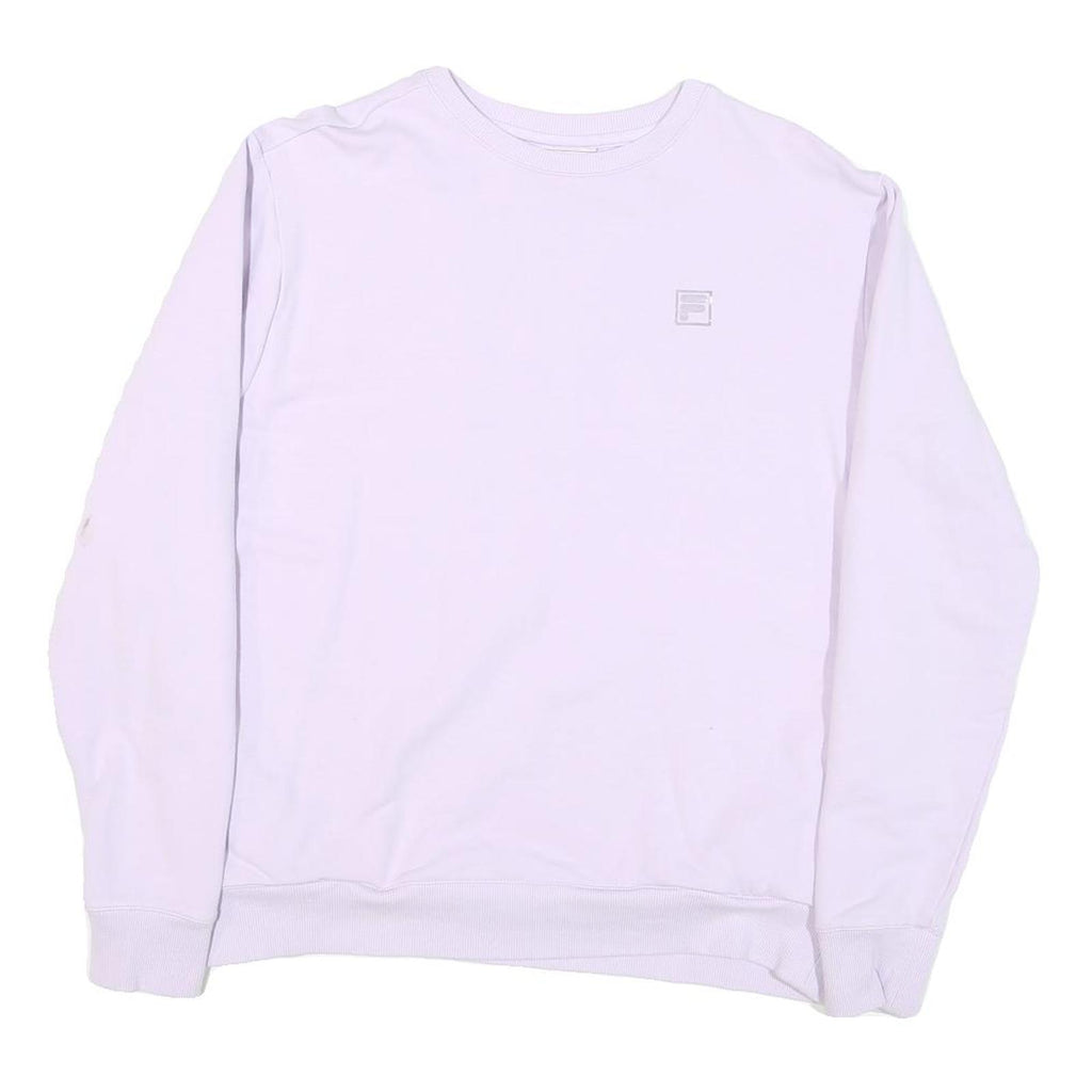 FILA Womens White Cotton Blend Crew Neck L Sweatshirt Minimal Logo Casual