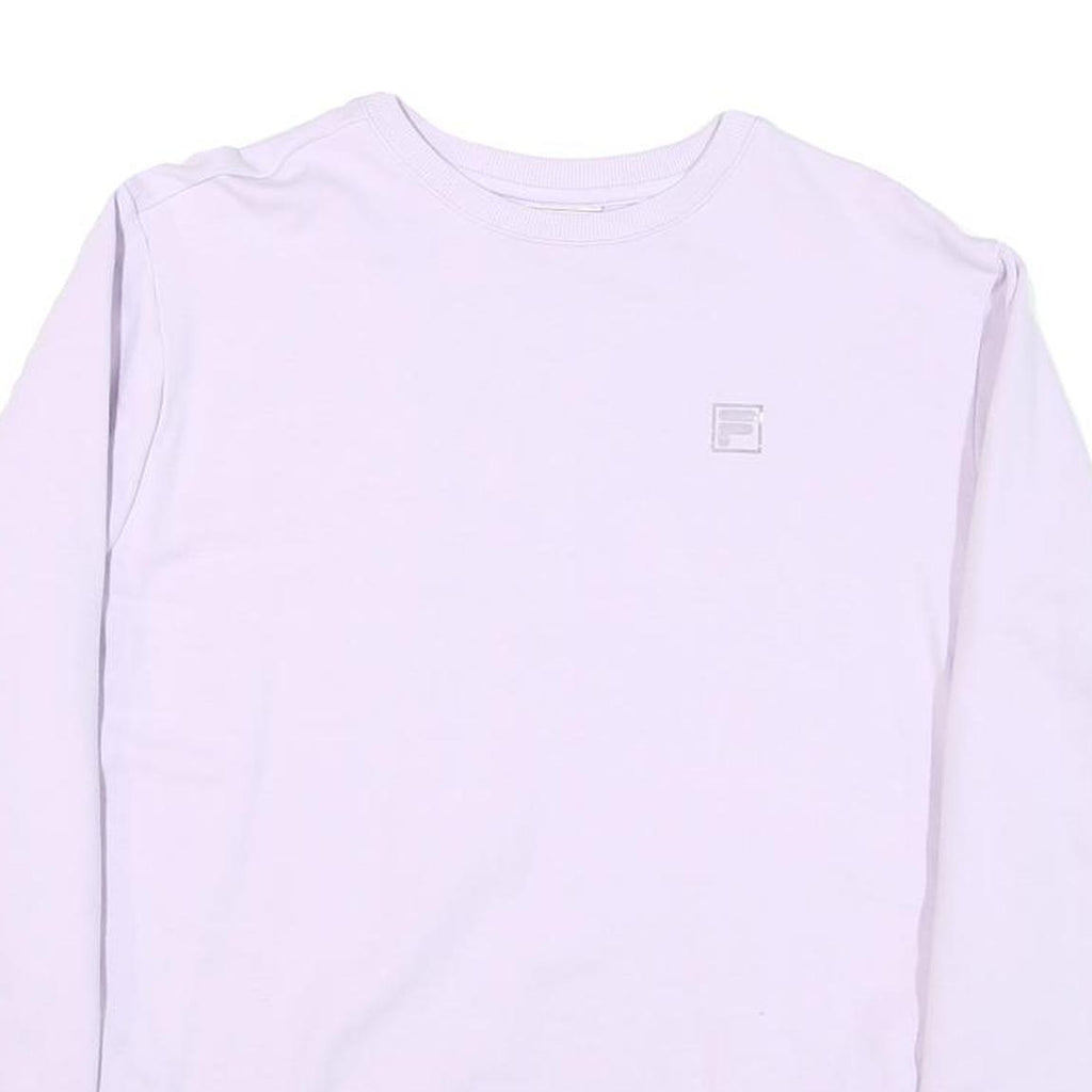 FILA Womens White Cotton Blend Crew Neck L Sweatshirt Minimal Logo Casual