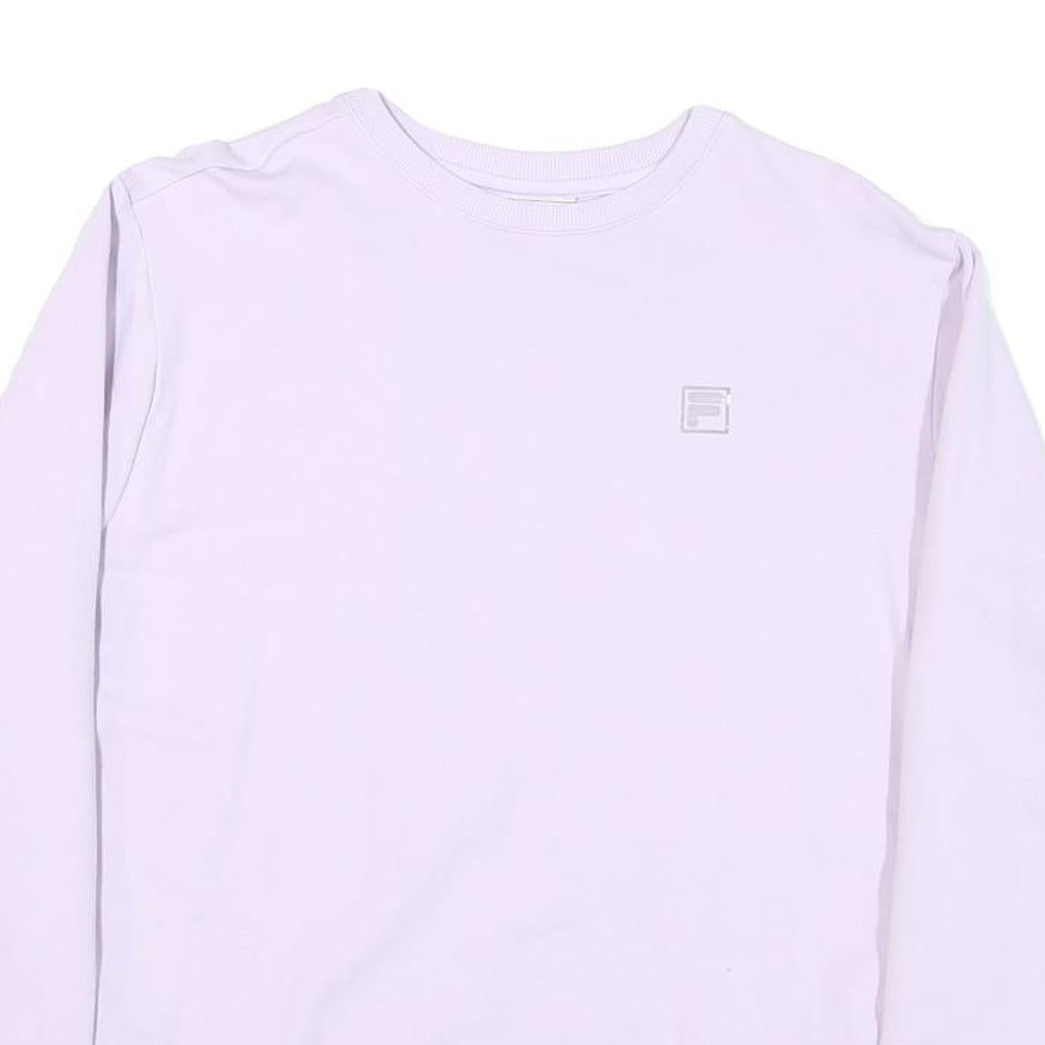 FILA Womens White Cotton Blend Crew Neck L Sweatshirt Minimal Logo Casual