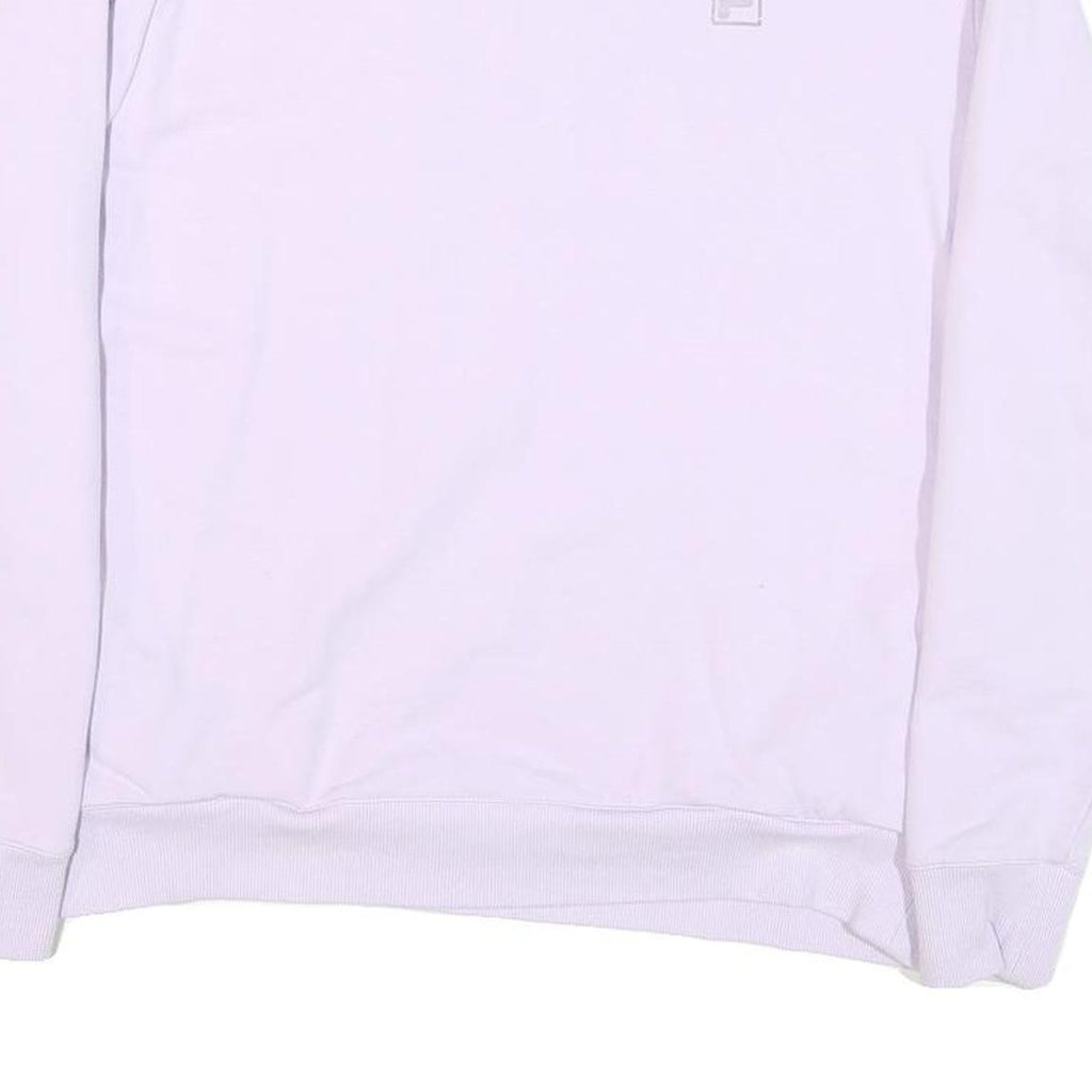 FILA Womens White Cotton Blend Crew Neck L Sweatshirt Minimal Logo Casual