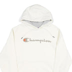 CHAMPION Mens White Pullover Hoodie M Cotton Blend Sweatshirt