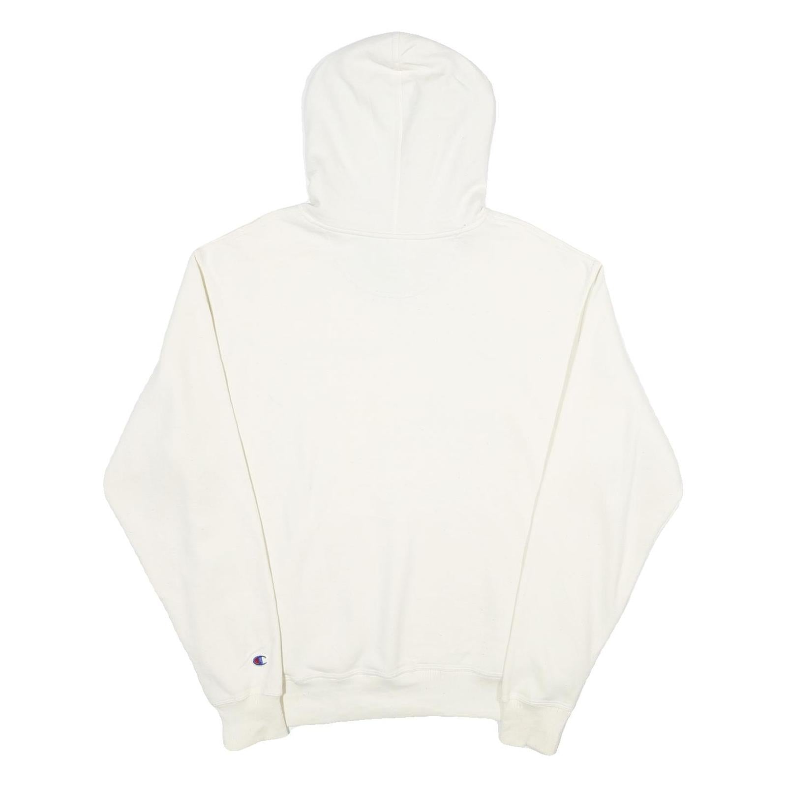 CHAMPION Mens White Pullover Hoodie M Cotton Blend Sweatshirt