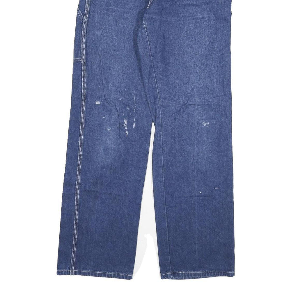 DICKIES Mens Blue Regular Fit Denim Jeans W28 L30 Workwear Utility Pocket Zip