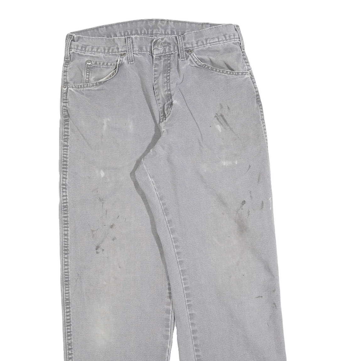 DICKIES Mens Regular Fit Grey Cotton Blend Denim Jeans W32 L30 Workwear Zip