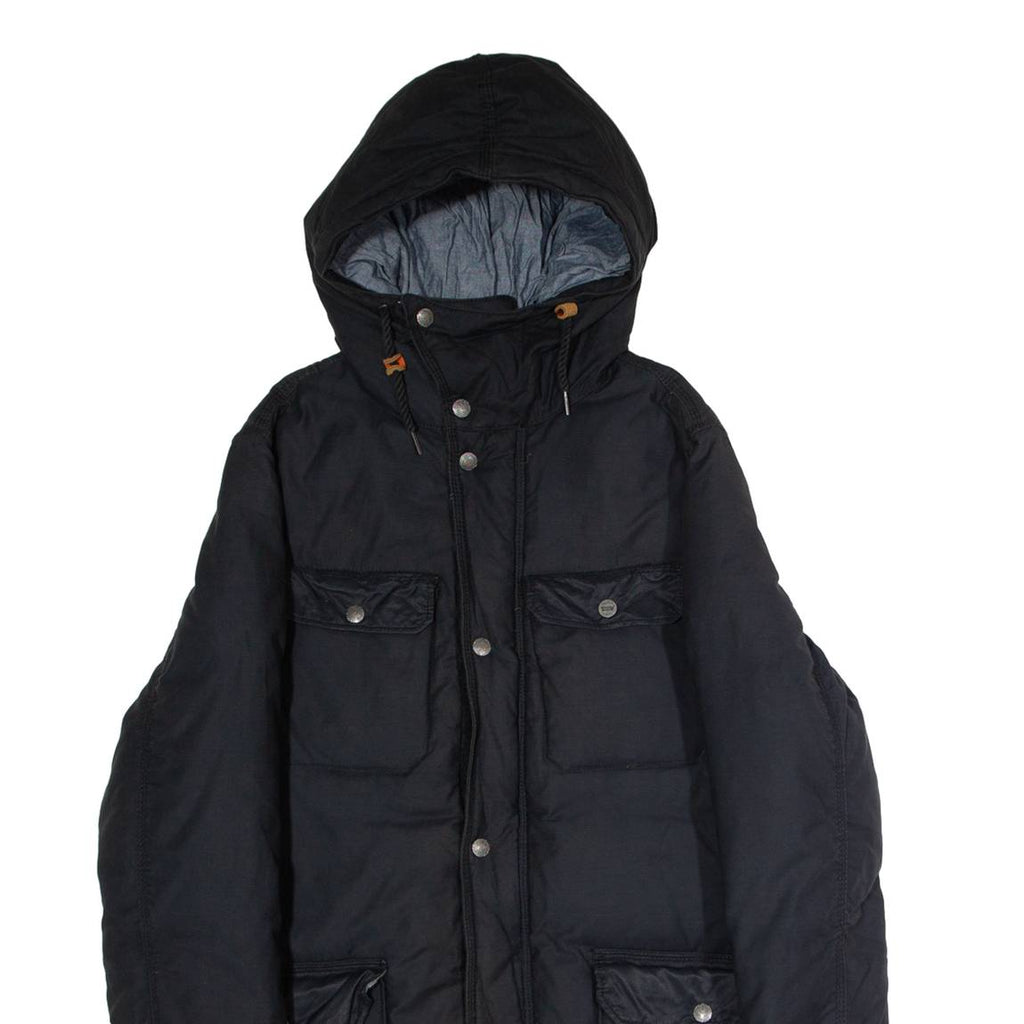 LEVI'S Mens Puffer Coat Black Canvas Hooded S