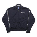 CHAMPION Womens Navy Blue Zip Track Jacket XS Polyester Logo Tape
