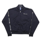CHAMPION Womens Navy Blue Zip Track Jacket XS Polyester Logo Tape