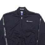 CHAMPION Womens Navy Blue Zip Track Jacket XS Polyester Logo Tape