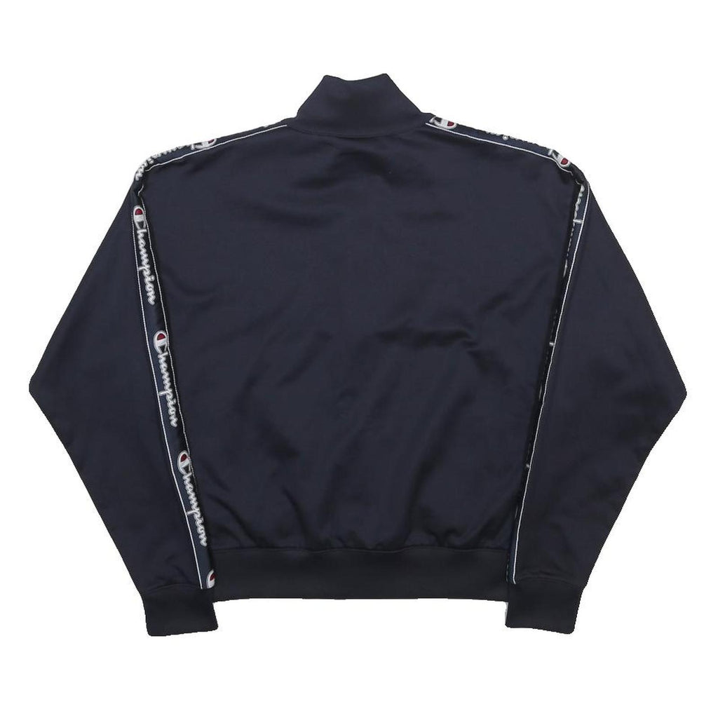 CHAMPION Womens Navy Blue Zip Track Jacket XS Polyester Logo Tape