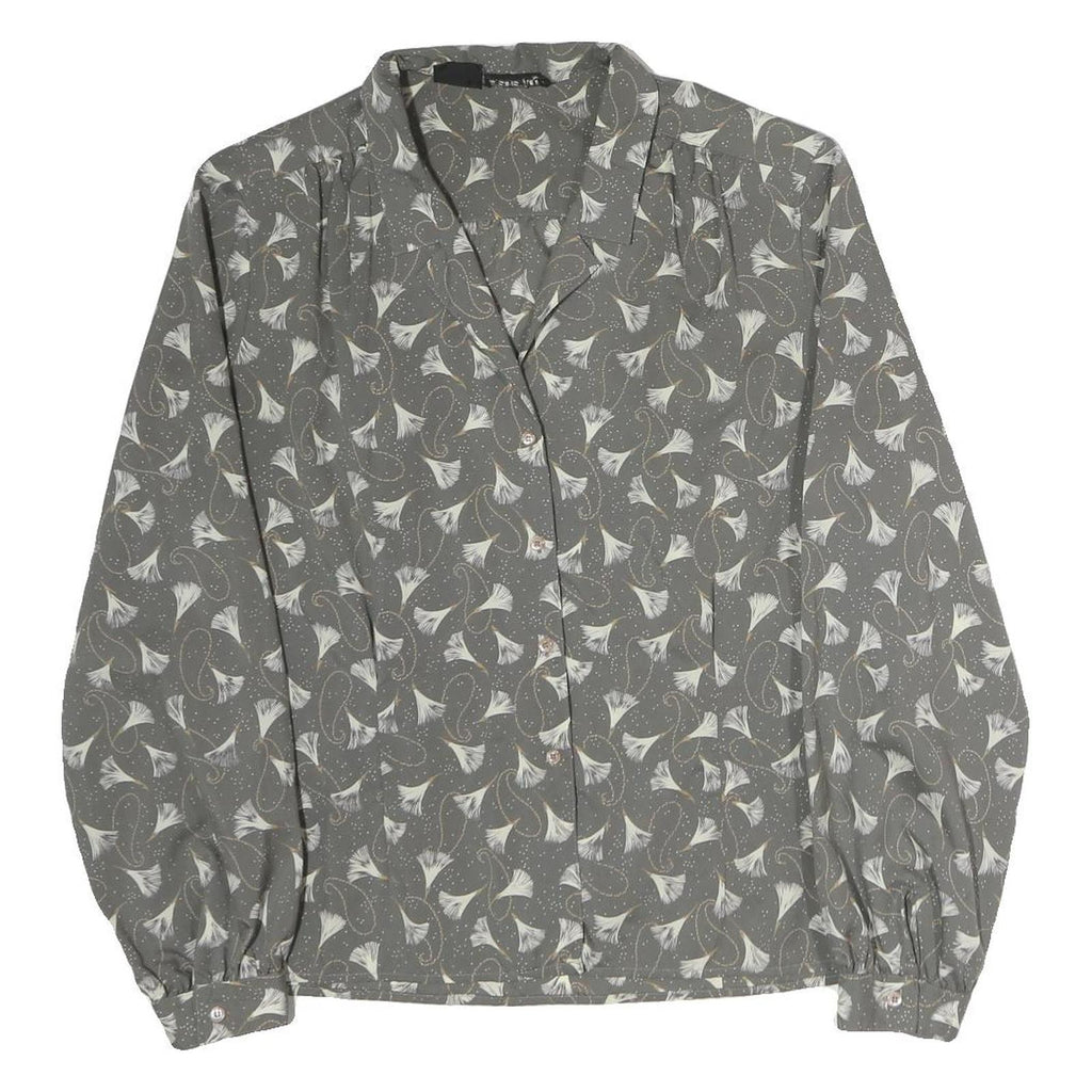 BRECKENRIDGE Womens Grey Printed Blouse Long Sleeve Collared M Elegant Design