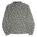 BRECKENRIDGE Womens Grey Printed Blouse Long Sleeve Collared M Elegant Design