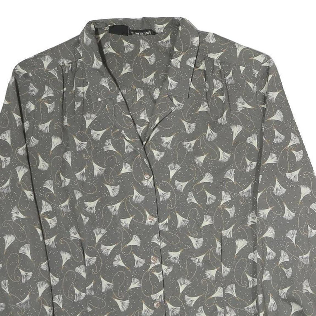 BRECKENRIDGE Womens Grey Printed Blouse Long Sleeve Collared M Elegant Design