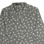 BRECKENRIDGE Womens Grey Printed Blouse Long Sleeve Collared M Elegant Design