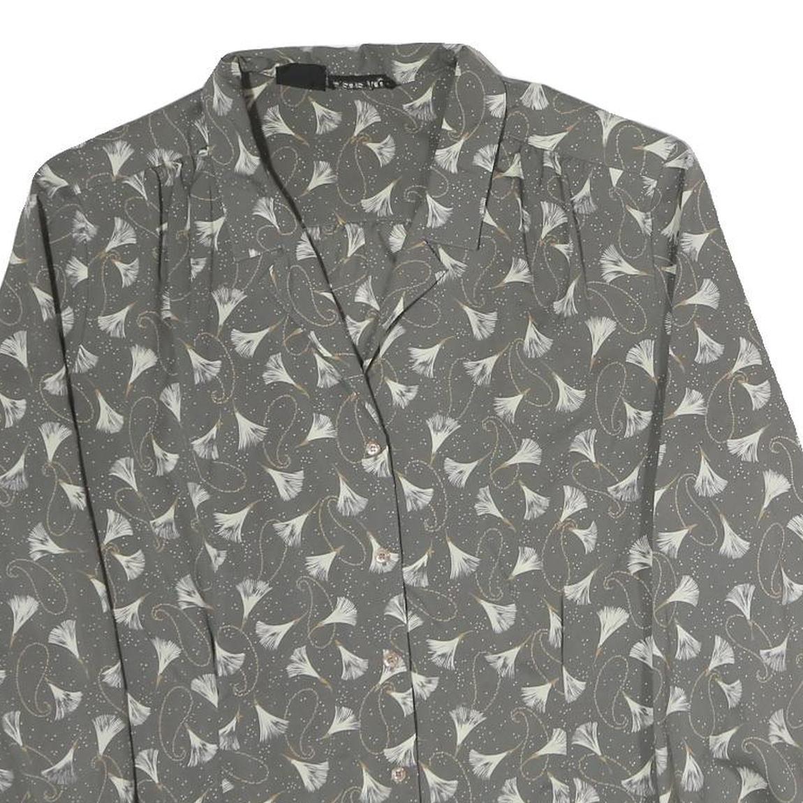 BRECKENRIDGE Womens Grey Printed Blouse Long Sleeve Collared M Elegant Design