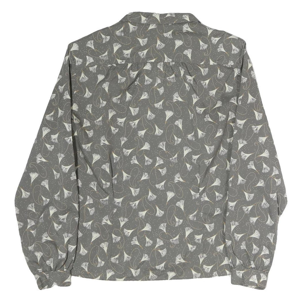BRECKENRIDGE Womens Grey Printed Blouse Long Sleeve Collared M Elegant Design