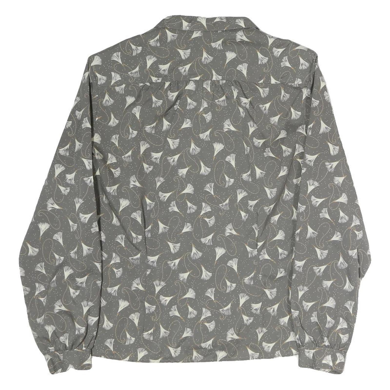 BRECKENRIDGE Womens Grey Printed Blouse Long Sleeve Collared M Elegant Design